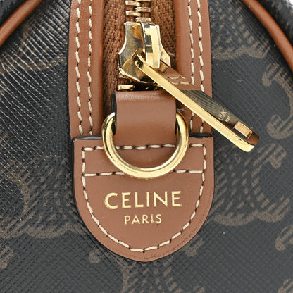 Celine Triomphe Canvas Calfskin Small Boston Bag Tan 6 of 11