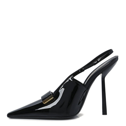 Saint Laurent Patent Madame 115mm Slingback Pumps 38.5 Black 1 of 10