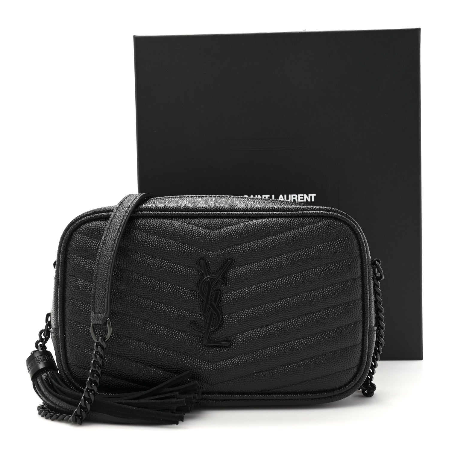 Saint Laurent Grain De Poudre Matelasse Monochrome Monogram Mini Lou Camera Bag Black 11 of 11