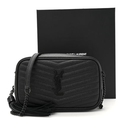 Saint Laurent Grain De Poudre Matelasse Monochrome Monogram Mini Lou Camera Bag Black 11 of 11