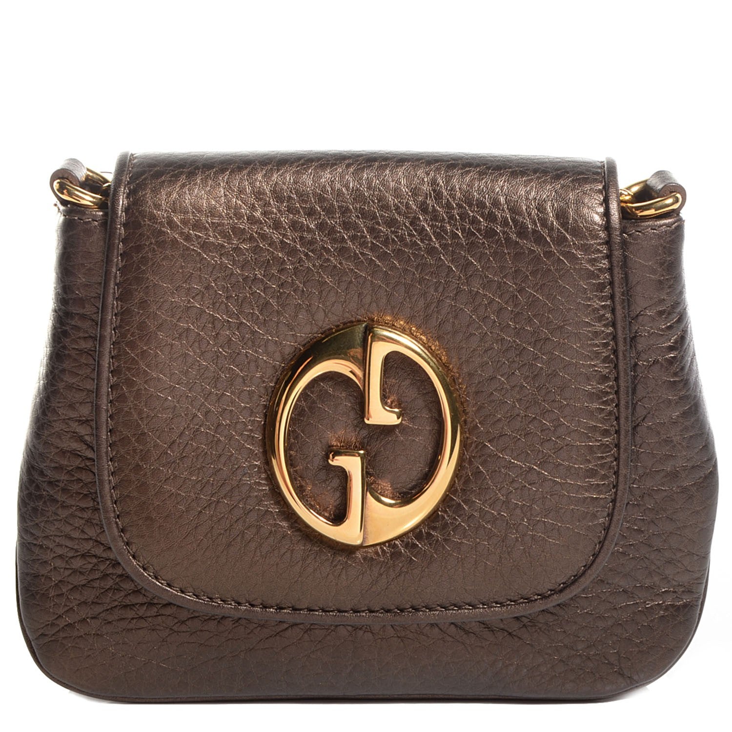 Gucci Metallic Pebbled Calfskin Small 1973 Chain Shoulder Bag Winter Leaf 1 of 9