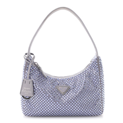 Prada Satin Crystal Mini Re-Edition 2000 Bag Glicine 1 of 10