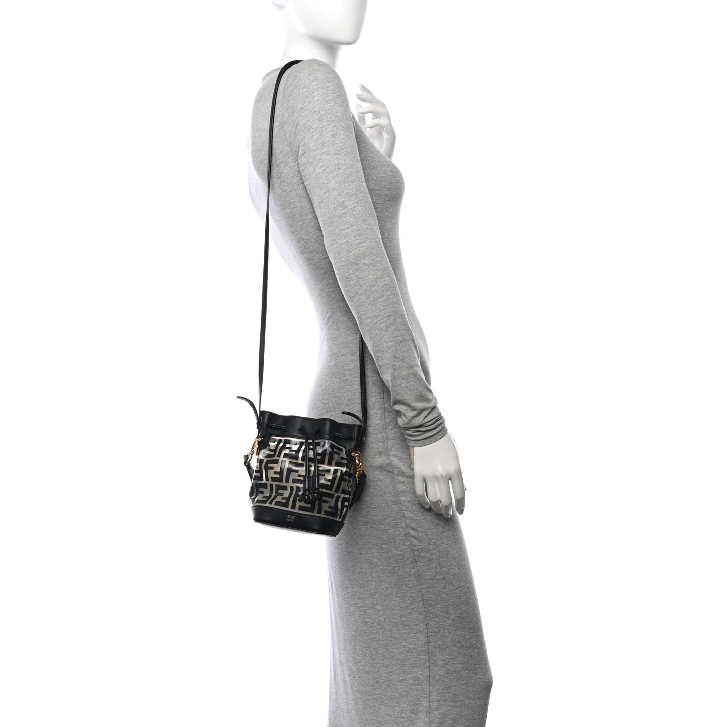 TPU FF Vitello Grace F is Fendi Mini Mon Tresor Bucket Bag Black