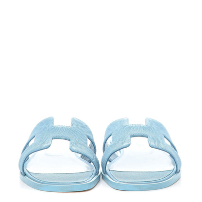 Hermes Epsom Oran Sandals 36.5 Bleu Littoral 2 of 7
