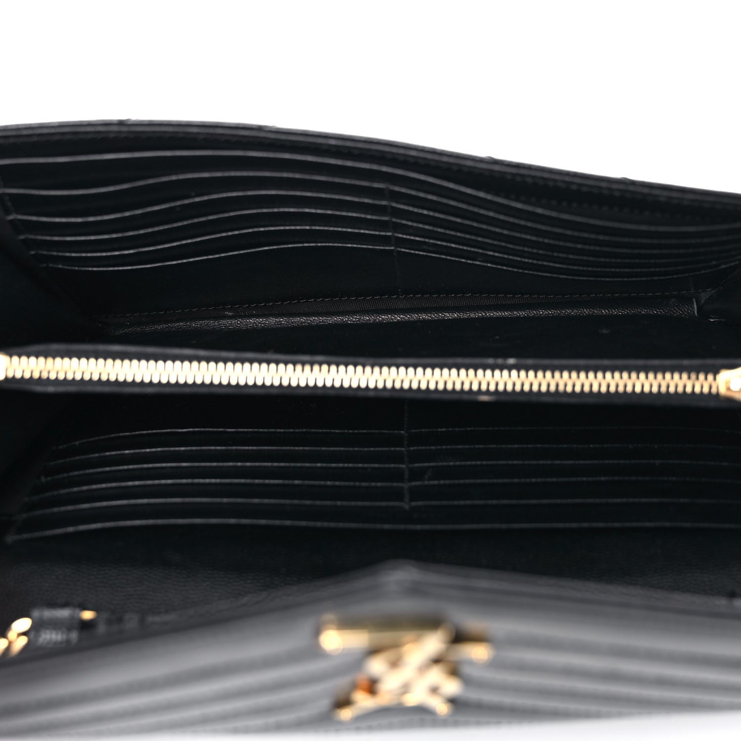 Saint Laurent Grain De Poudre Matelasse Chevron Monogram Chain Wallet Black 5 of 23