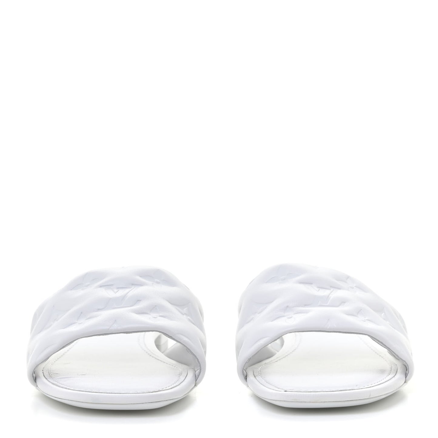 Lambskin Embossed Monogram Revival Flat Mules 40 White
