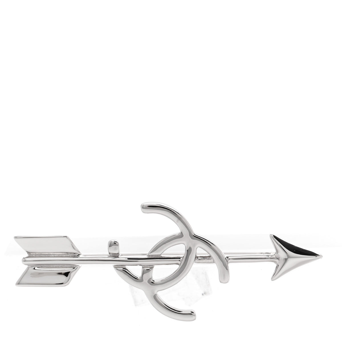 Chanel Metal CC Arrow Brooch Pin Silver 1 of 5