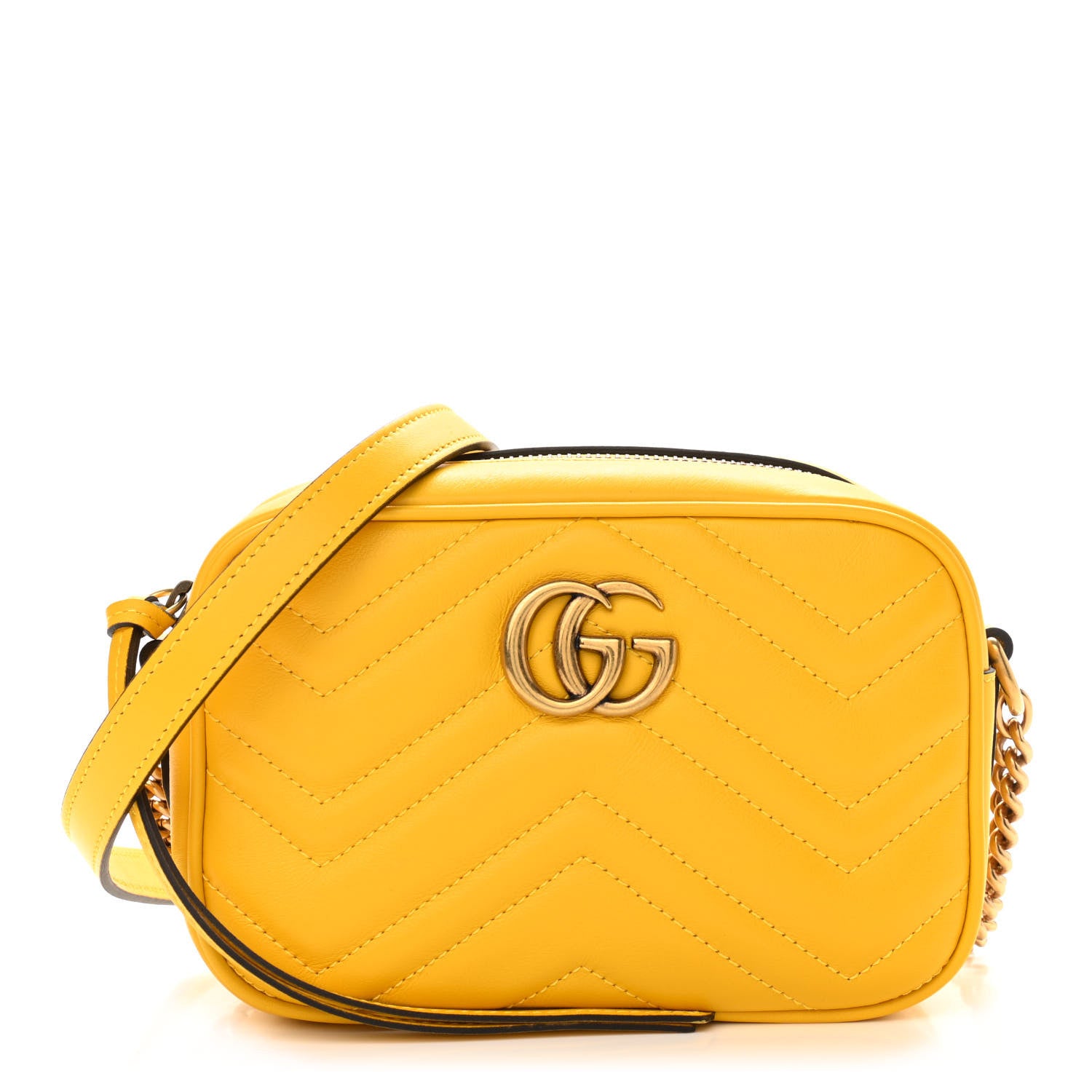 Gucci Calfskin Matelasse Mini GG Marmont Chain Shoulder Bag Stone Topaz 1 of 10