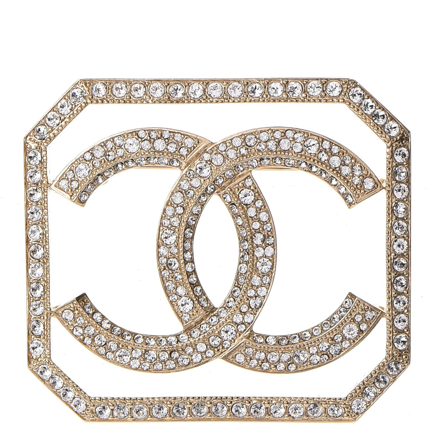 Crystal CC Brooch Light Gold