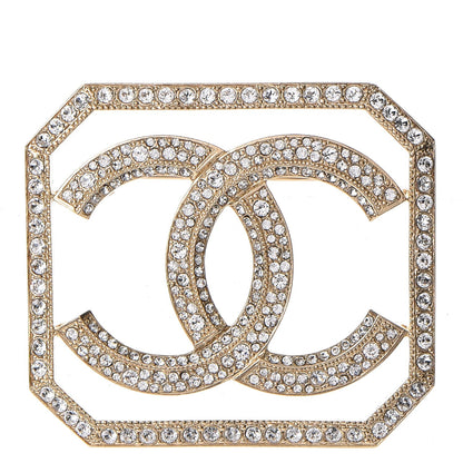 Chanel Crystal CC Brooch Light Gold 1 of 5