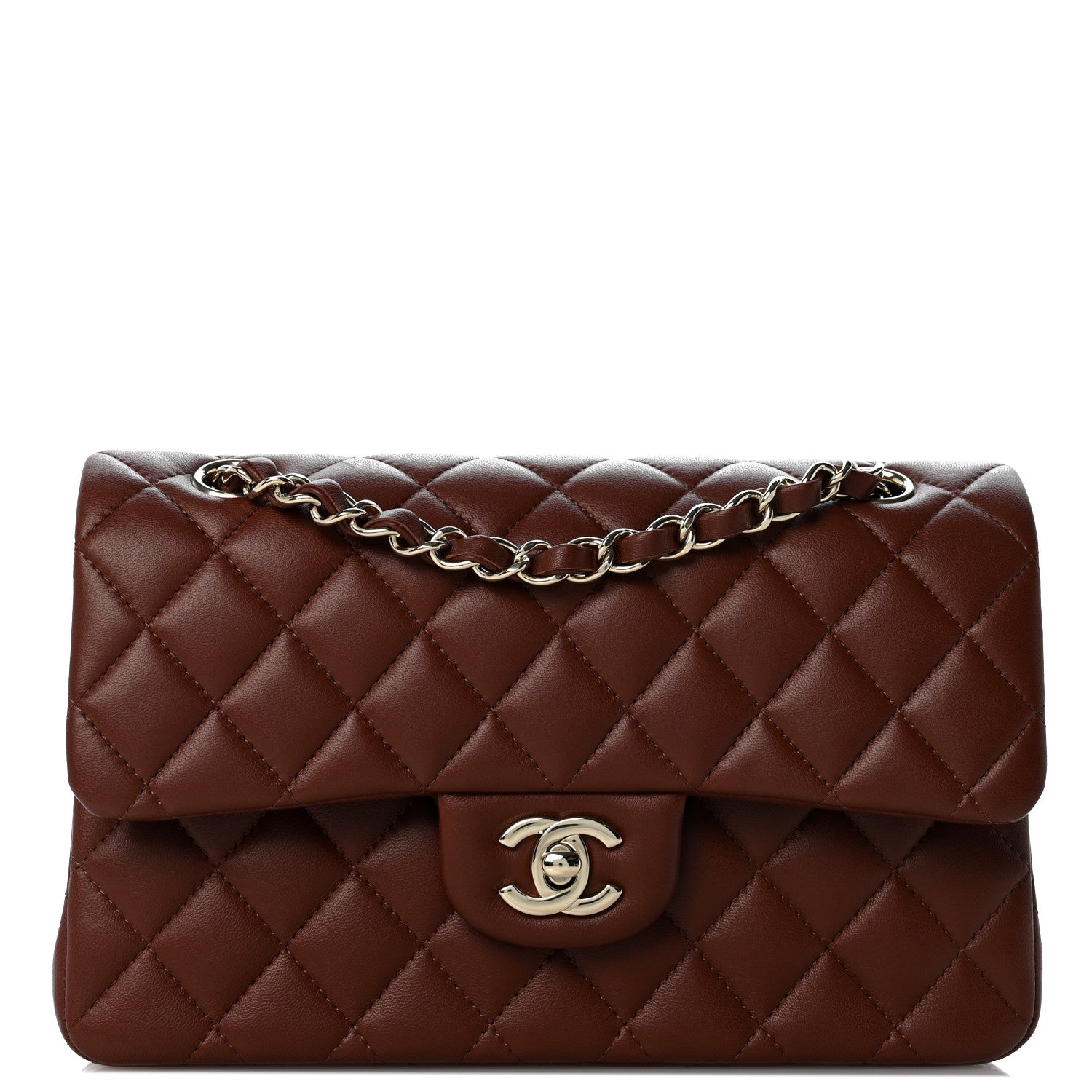 Chanel Lambskin Quilted Small Double Flap Dark Brown 1 of 11