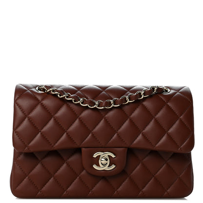Chanel Lambskin Quilted Small Double Flap Dark Brown 1 of 11