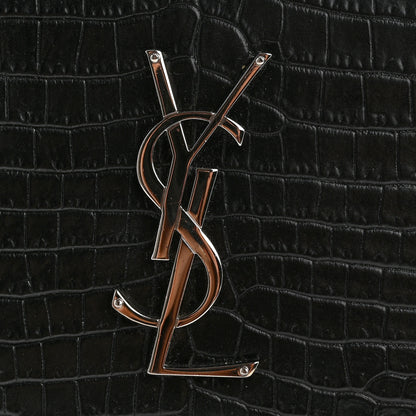 Saint Laurent Calfskin Crocodile Embossed Large Monogram Sunset Black 11 of 11