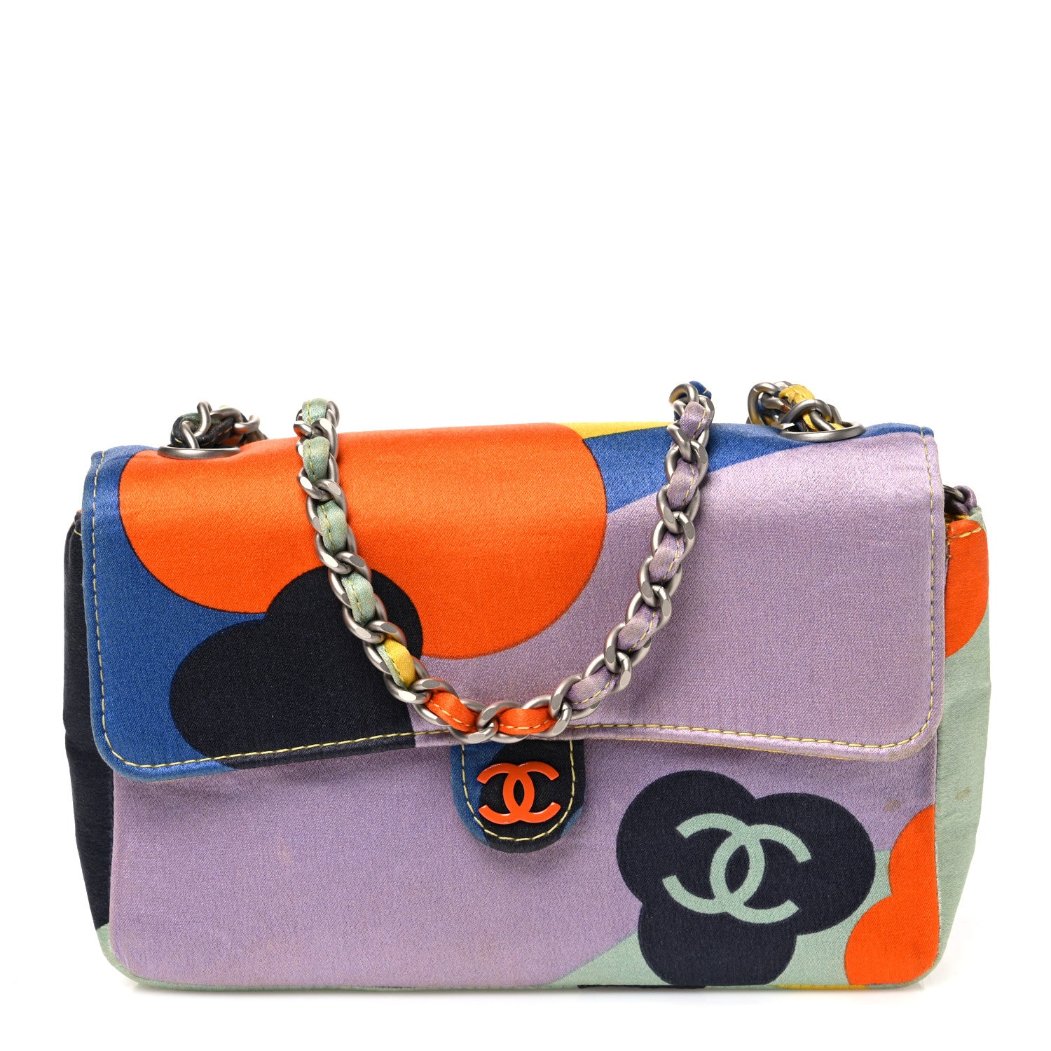 Chanel Satin Convertible Mini Flap Blue Multicolor 1 of 11