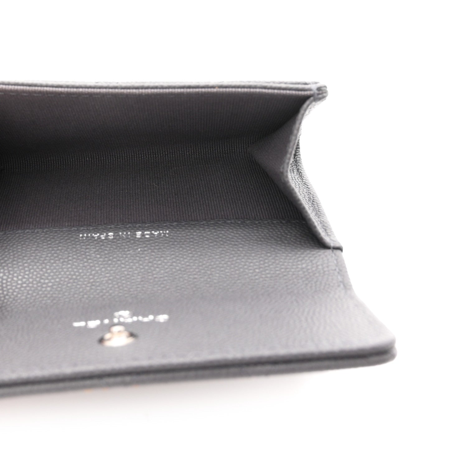 Chanel Shiny Caviar Enamel Quilted CC Flap Card Holder Grey 5 of 9