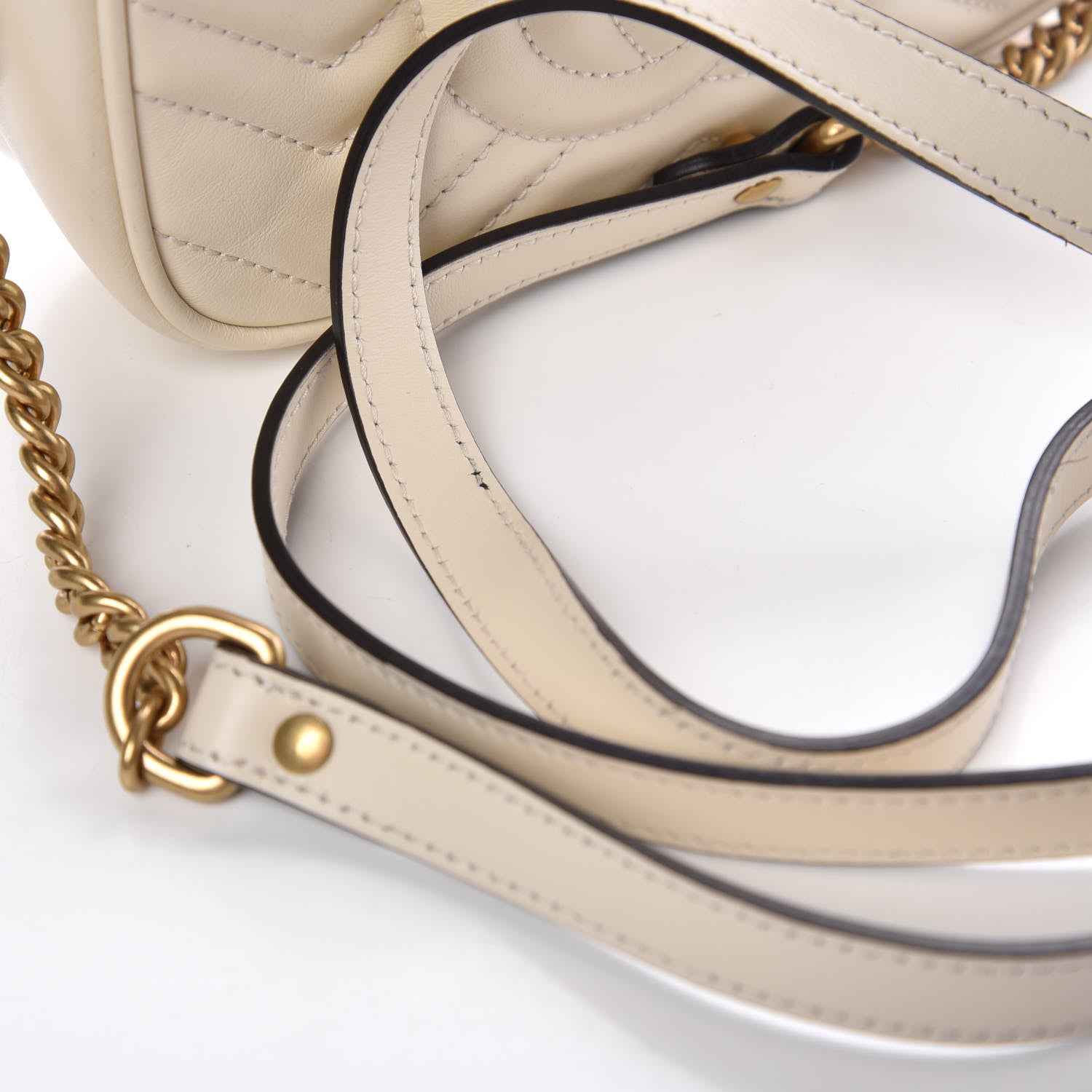 Gucci Calfskin Matelasse Mini GG Marmont Chain Shoulder Bag White 11 of 11