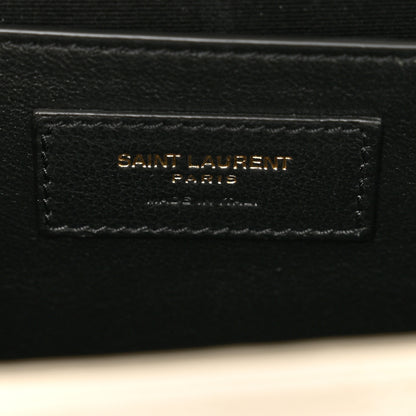 Saint Laurent Lambskin Mixed Matelasse Triquilt Medium Monogram Satchel Blanc Vintage 8 of 10