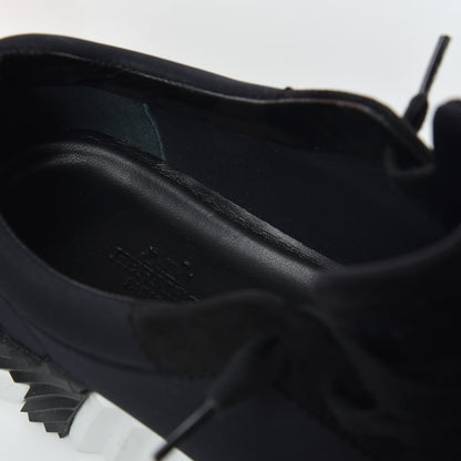 Hermes Technical Jersey Suede Goatskin Bouncing Sneakers 36 Black White 8 of 11