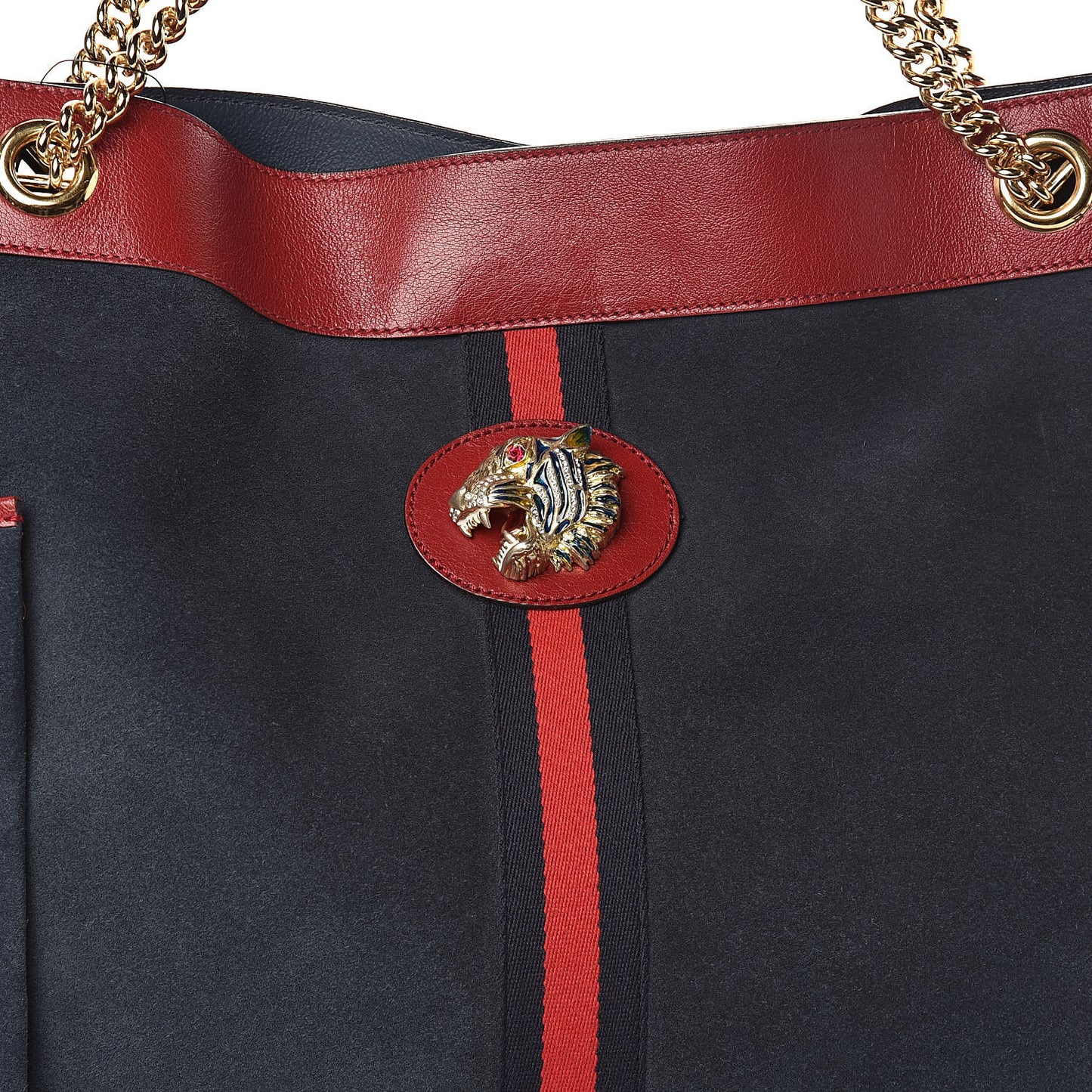 Suede Calfskin Large Rajah Chain Tote New Blue Romantic Cherry
