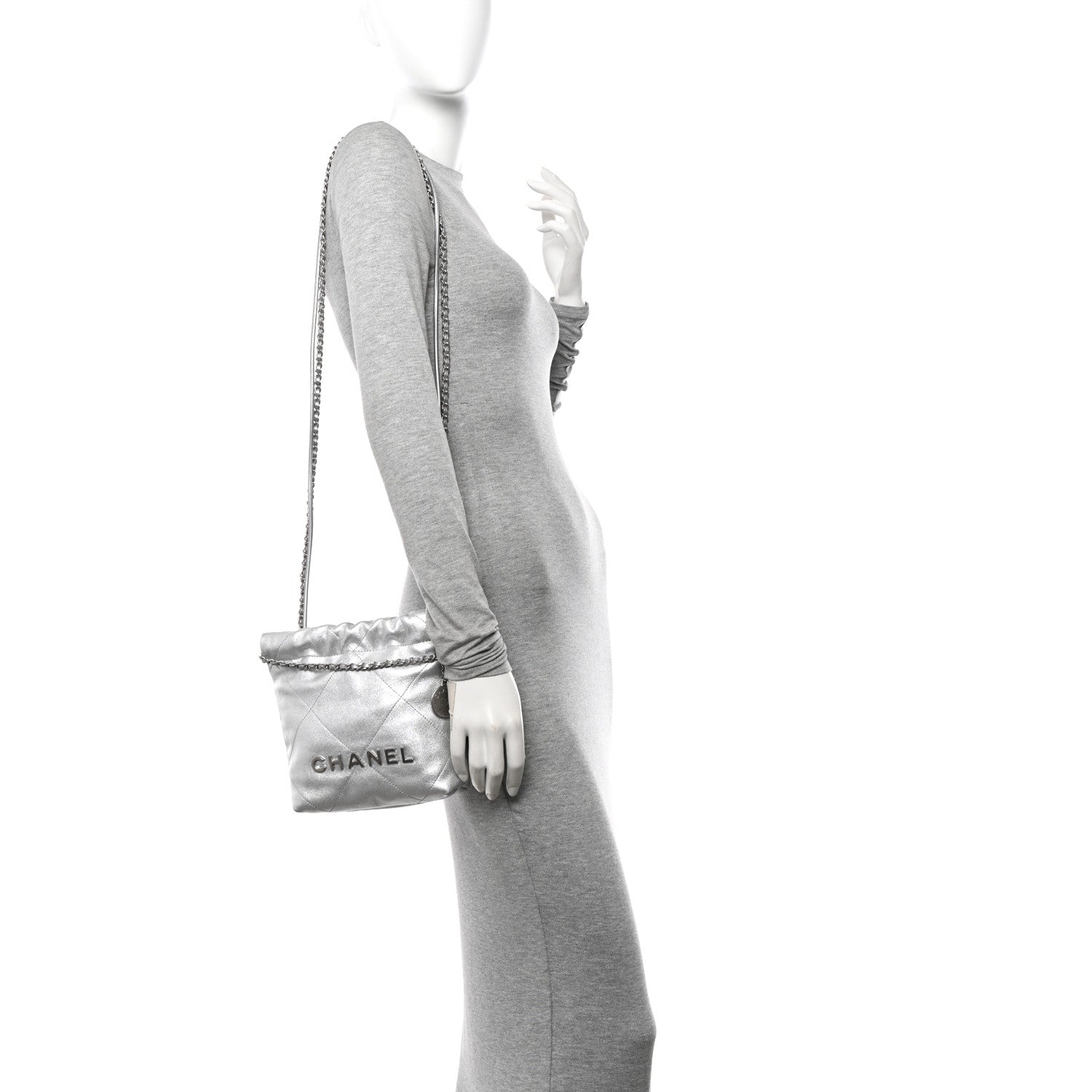 Chanel Metallic Lambskin Quilted Mini Chanel 22 Silvery 2 of 11