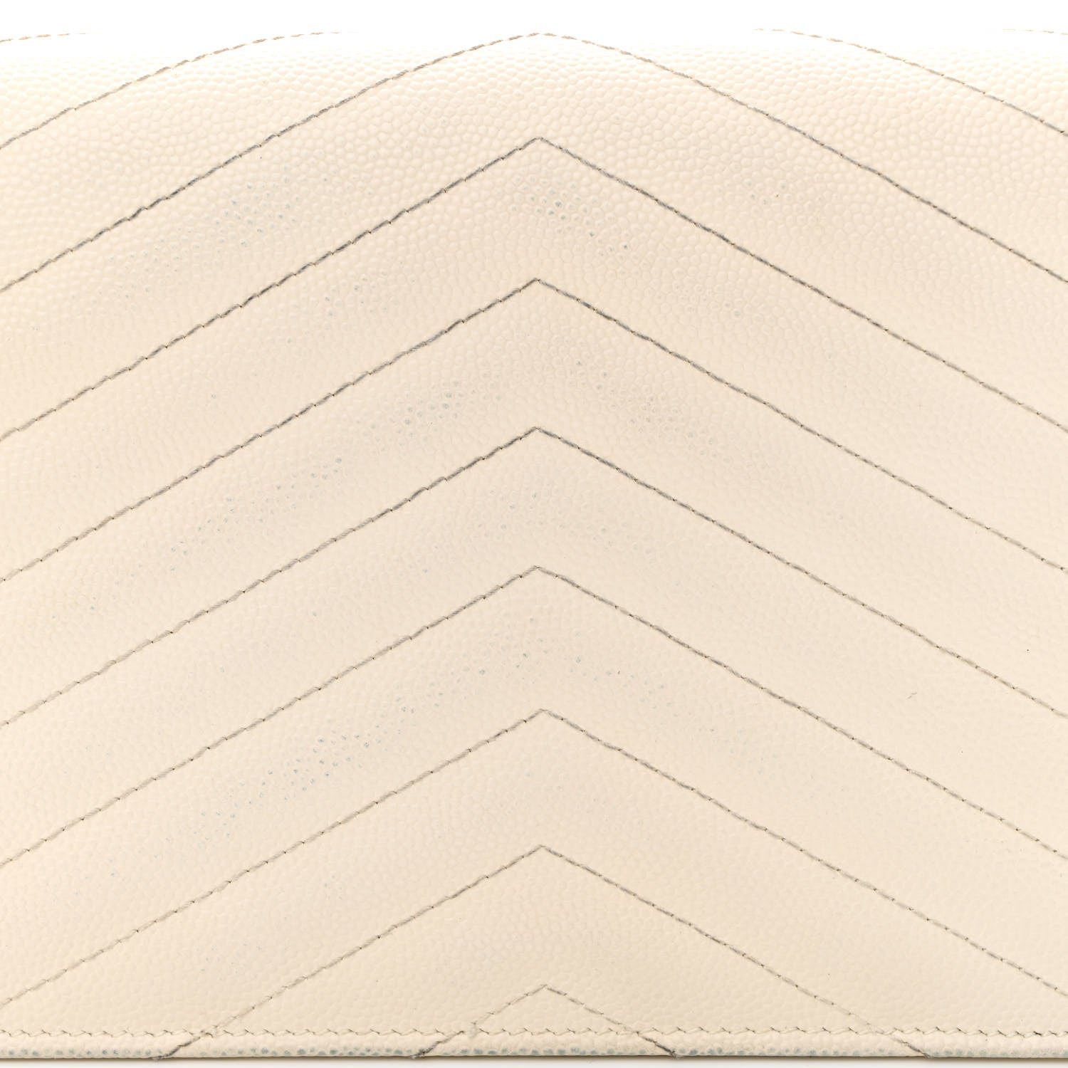 Saint Laurent Grain De Poudre Matelasse Chevron Monogram Envelope Chain Wallet Dove White 14 of 18