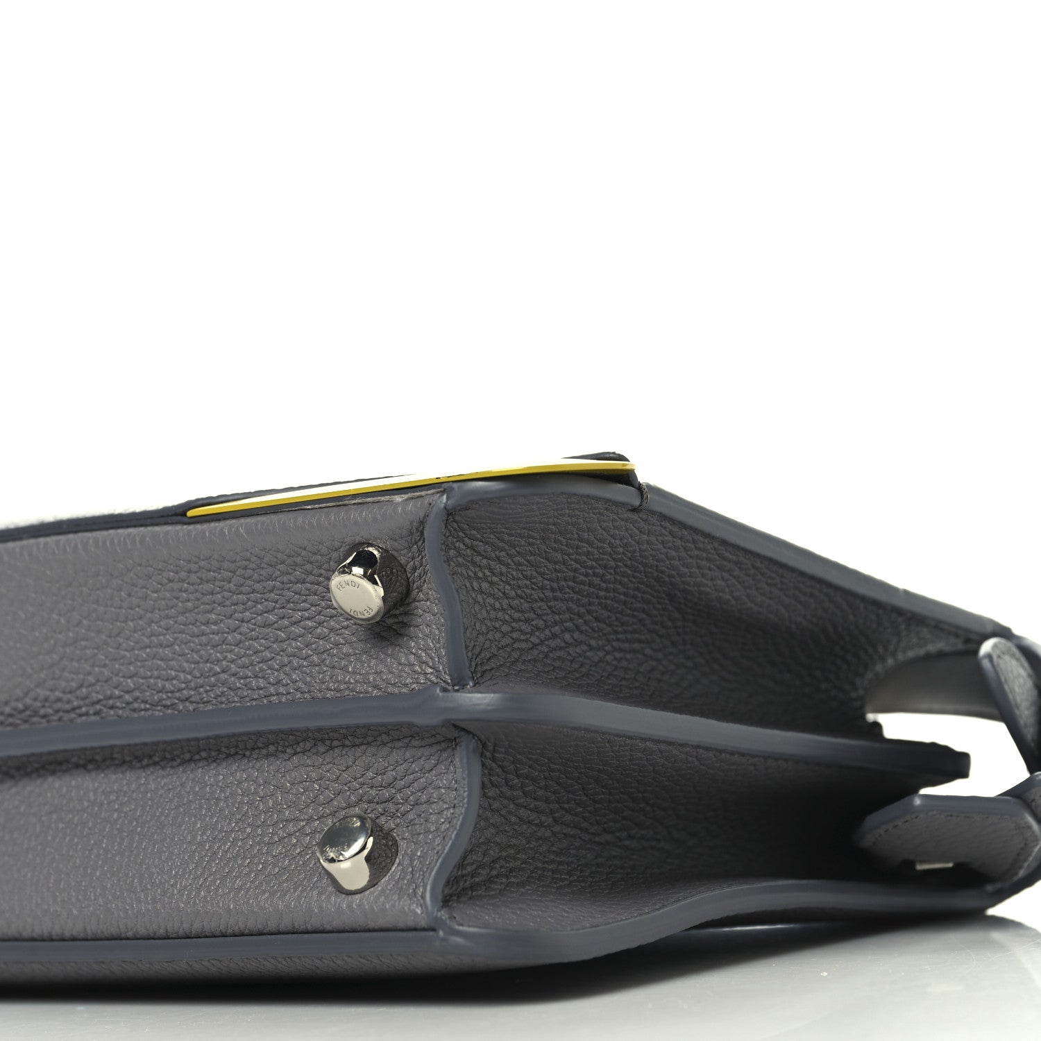 Fendi X MA YANSONG Cuoio Romano Aluminum Bi-Color Mini Peekaboo I SEE U Satchel Grey Yellow 10 of 12