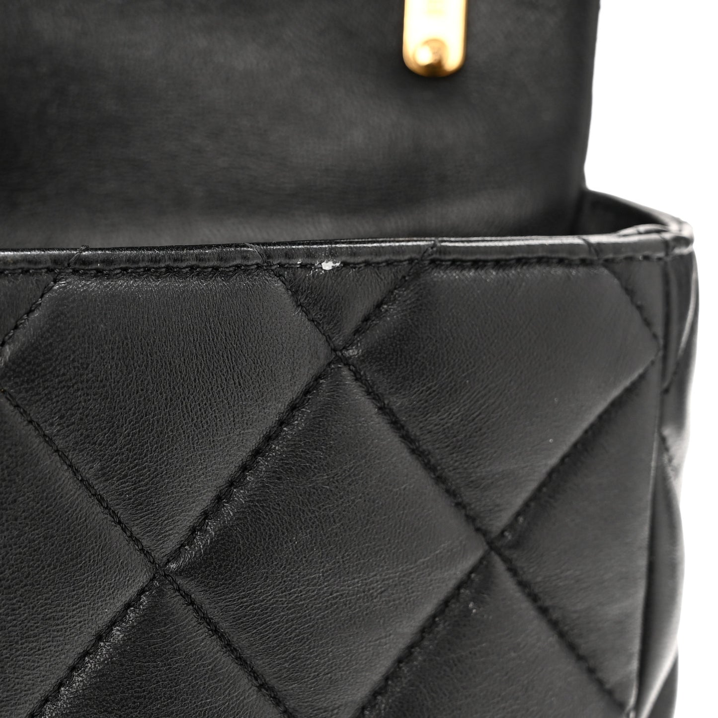 Lambskin Quilted Large CC Funky Town Flap Black