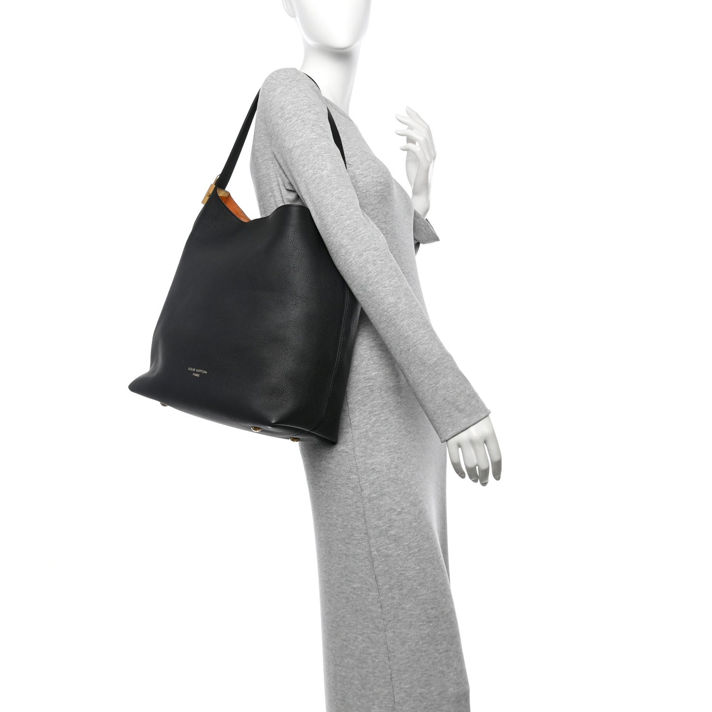 Grained Calfskin Low Key Hobo MM Black