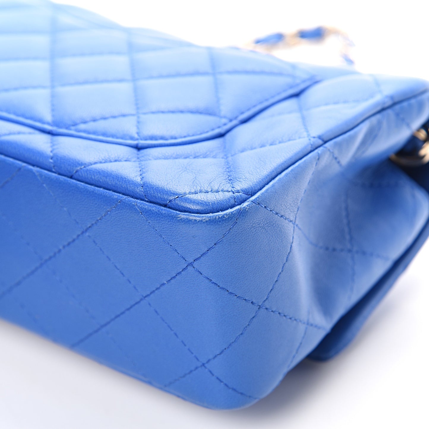 Lambskin Quilted Mini Rectangular Flap Blue