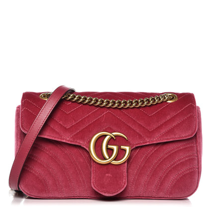 Gucci Velvet Matelasse Small GG Marmont Shoulder Bag Light Raspberry Rose 1 of 7