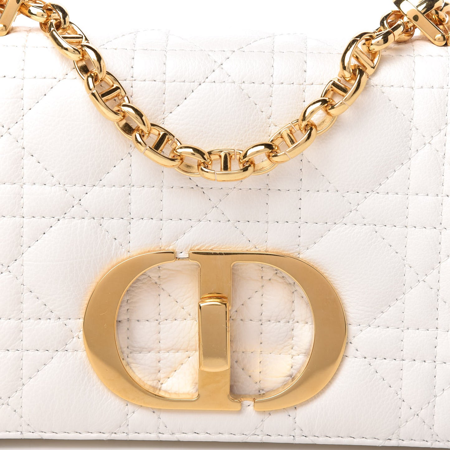 Lambskin Cannage Small Caro Bag White