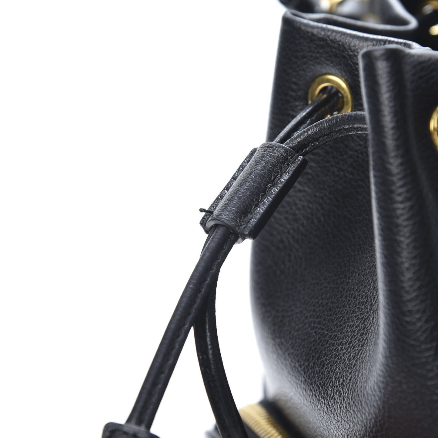 Glace Calfskin Embossed Secchiello Bucket Bag Black