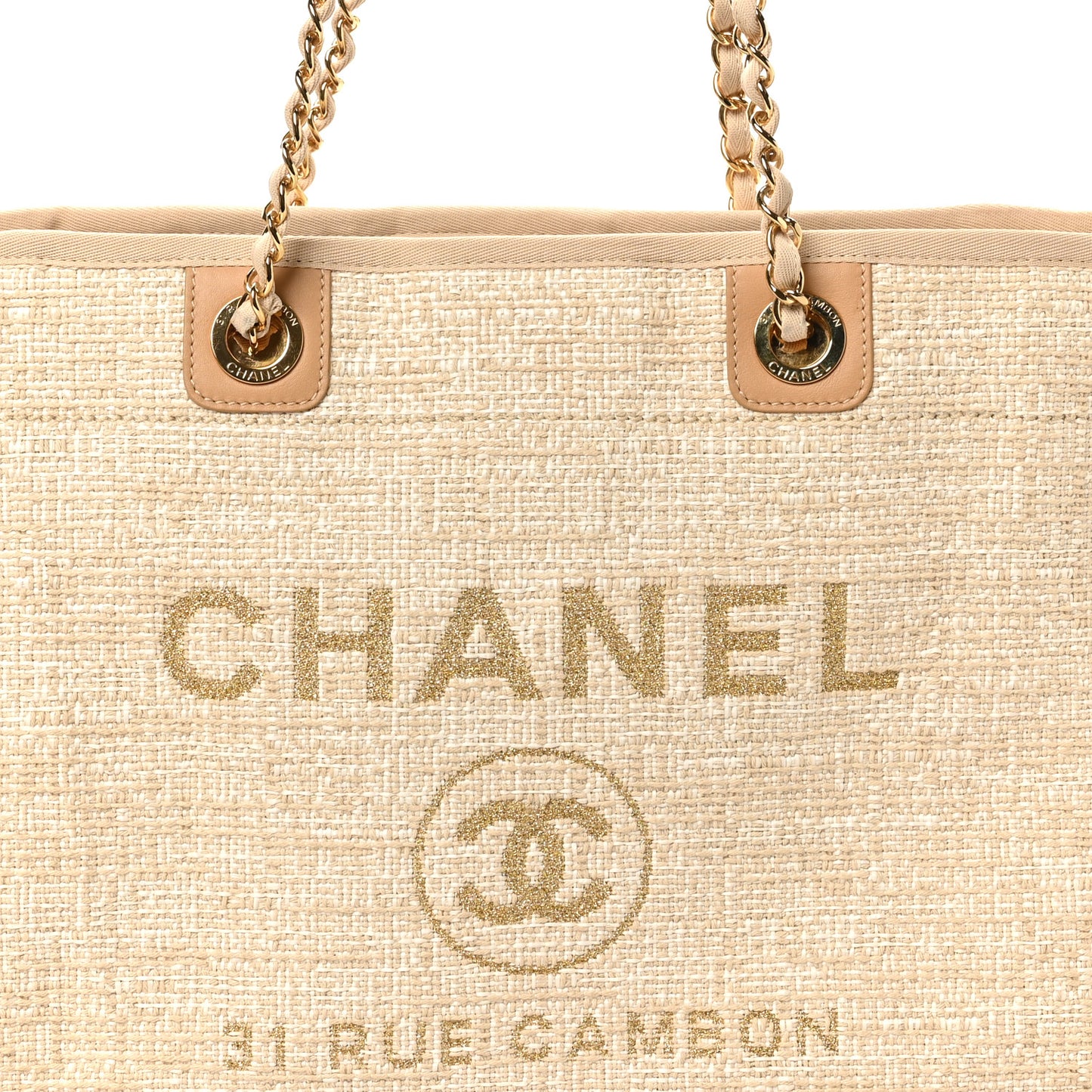 Lurex Boucle Small Deauville Tote Ivory