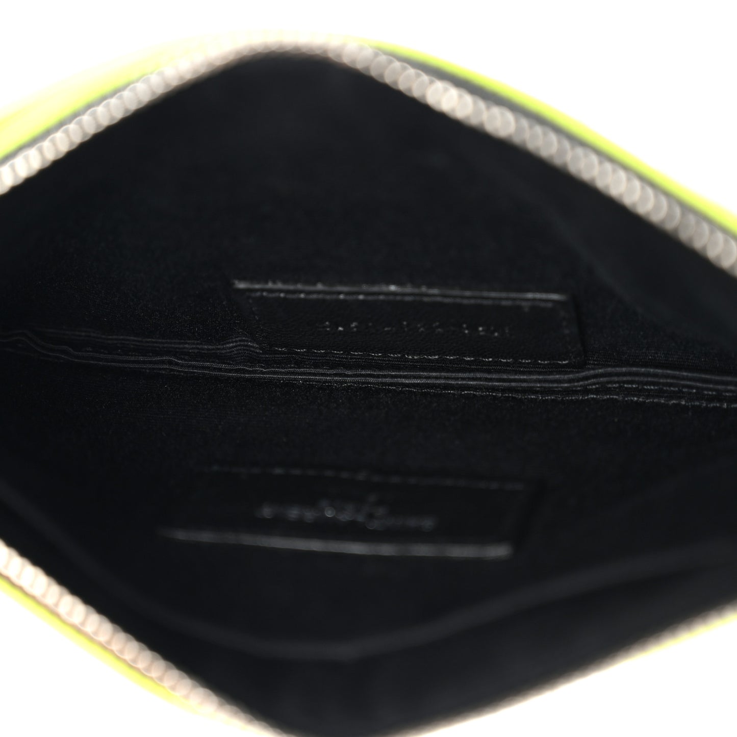 Patent Grain De Poudre Matelasse Chevron Monogram Bill Pouch Neon Yellow