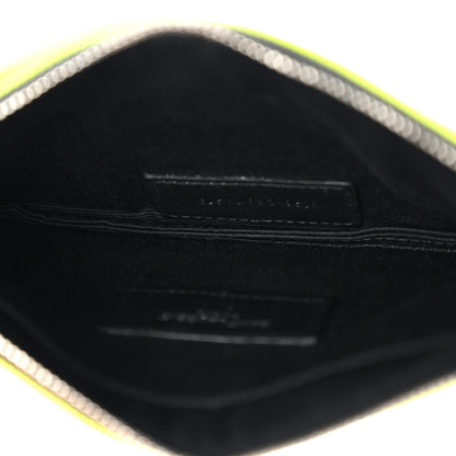 Saint Laurent Patent Grain De Poudre Matelasse Chevron Monogram Bill Pouch Neon Yellow 5 of 8