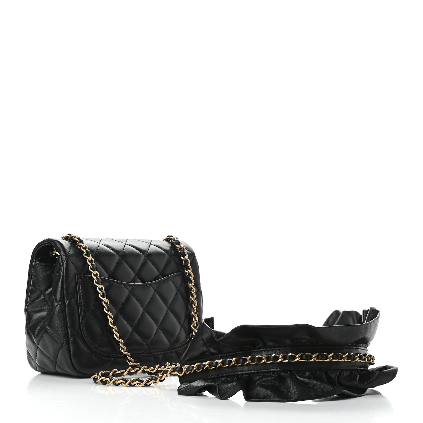 Lambskin Quilted Mini Romance Square Flap Black