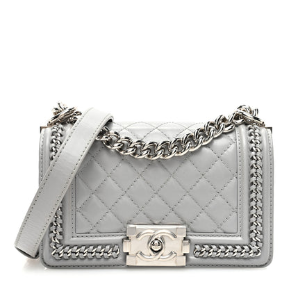 Chanel Iridescent Lambskin Quilted Small Chain Around Boy Flap Grey 1 of 11