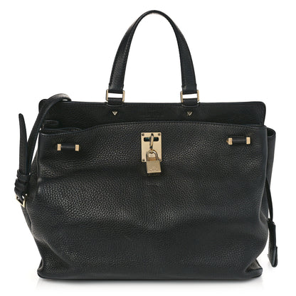 Valentino Garavani Pebbled Calfskin Large JoyLock Satchel Black 1 of 8