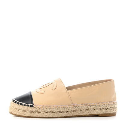 Chanel Lambskin CC Espadrilles 38 Beige Black 1 of 4