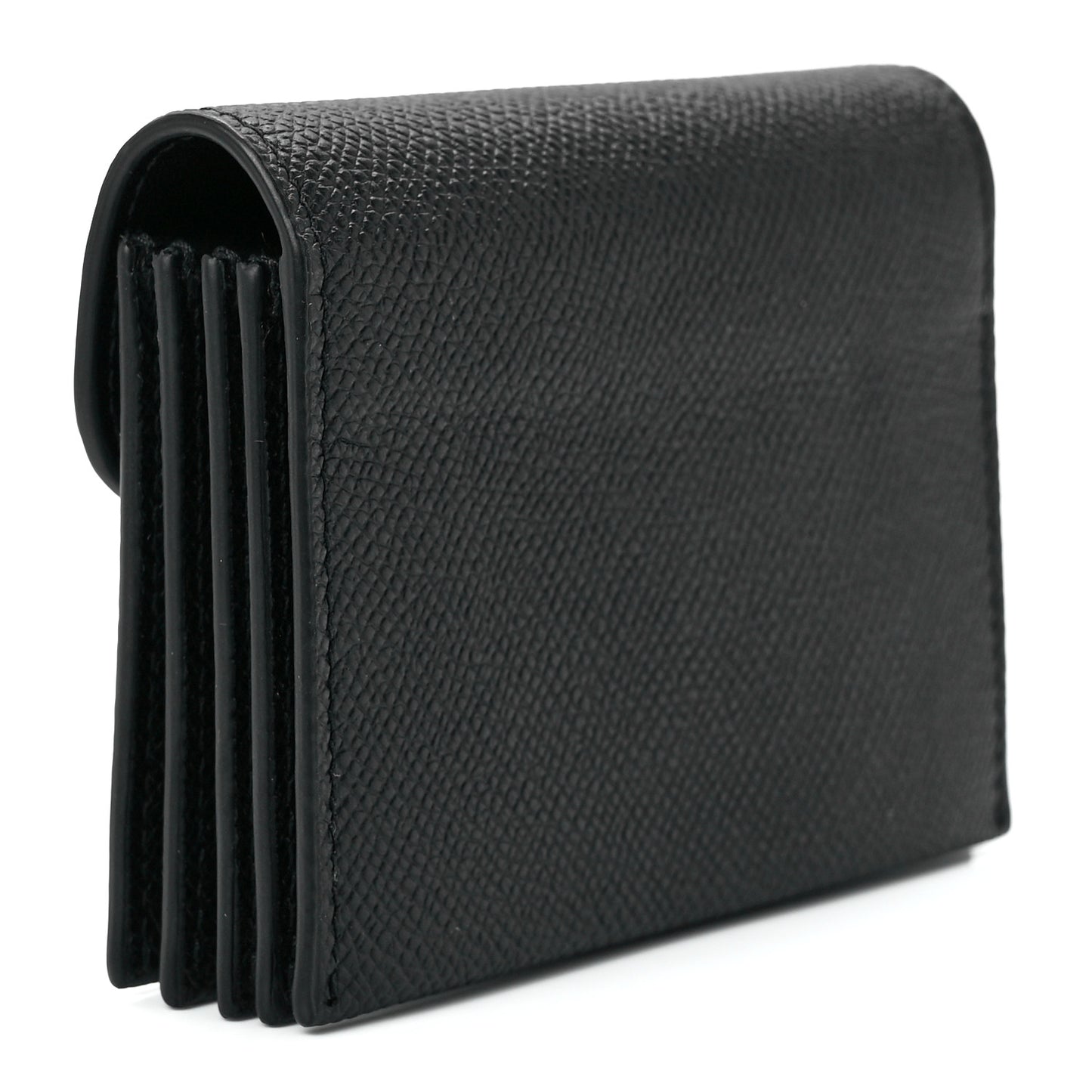 Grained Calfskin Saddle 5-Gusset Card Holder Black