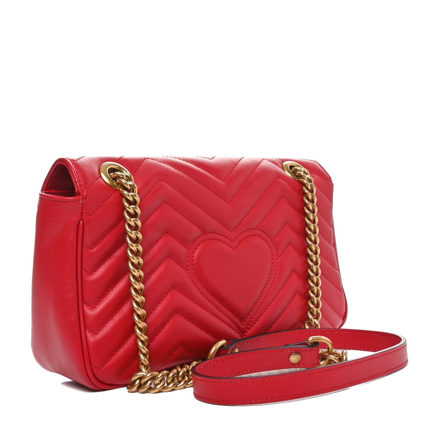 Calfskin Matelasse Small GG Marmont Shoulder Bag Hibiscus Red