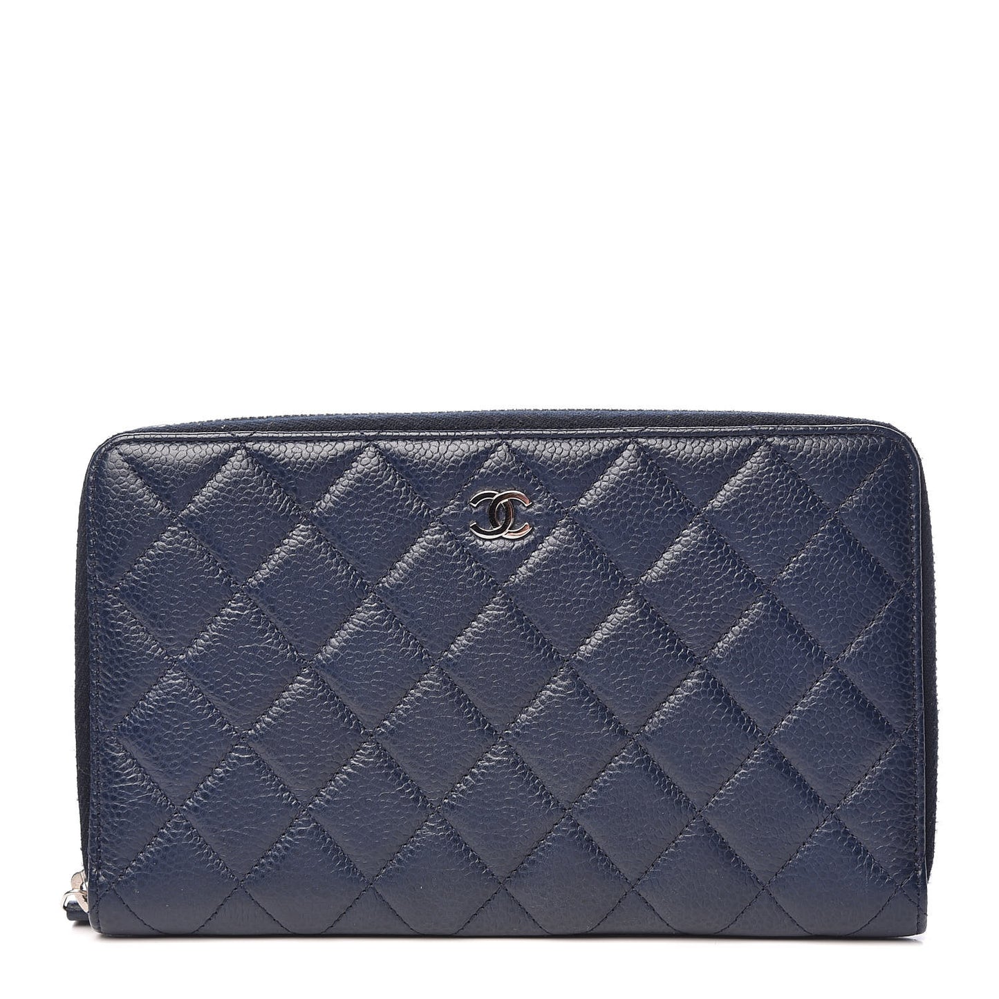 Caviar Quilted Large Zip Around Organizer Wallet Blue