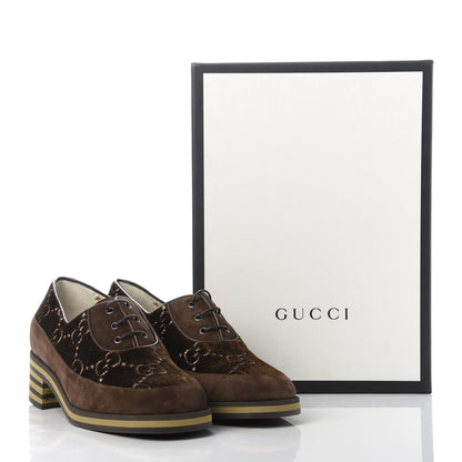 Gucci Velvet GG Monogram Thompson Derby Loafers 39.5 Vintage Cocoa Brown 10 of 10