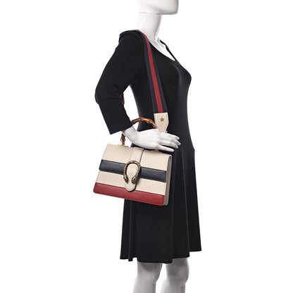 Gucci Calfskin Bamboo Web Medium Dionysus Top Handle Bag White Blue Hibiscus Red 2 of 12