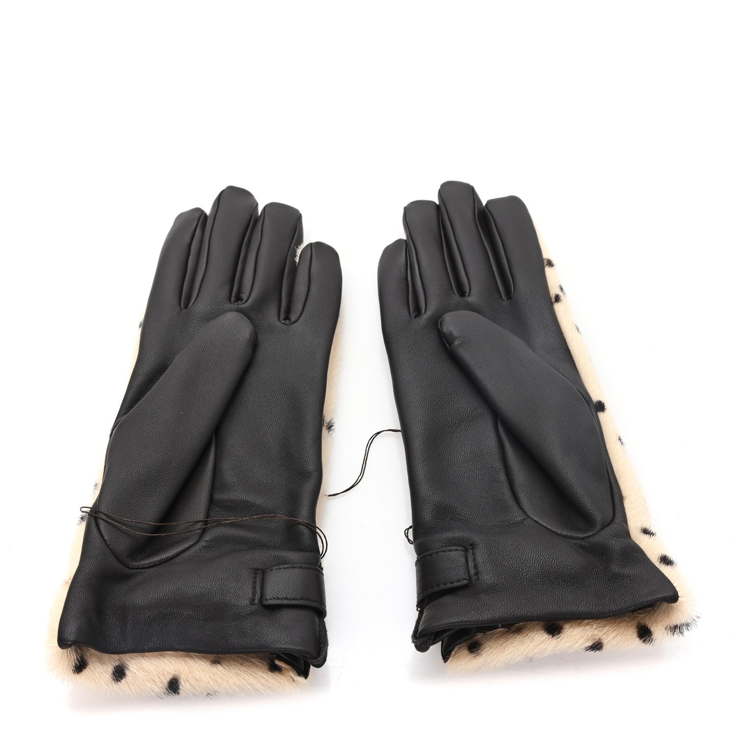 Lambskin Ponyhair Gloves 7 Beige Black