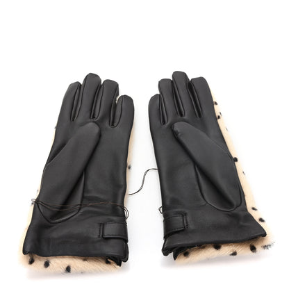 Chanel Lambskin Ponyhair Gloves 7 Beige Black 2 of 4