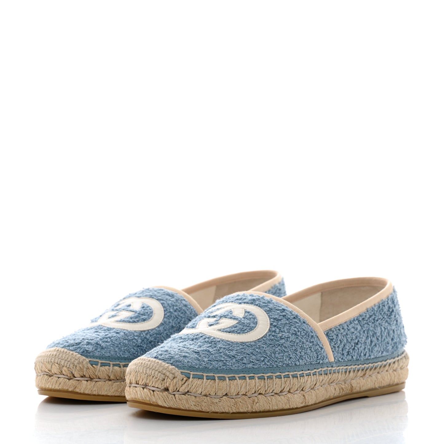 Terry Cloth Interlocking G Espadrilles 41.5 Sweet Blue Dusty White Beige