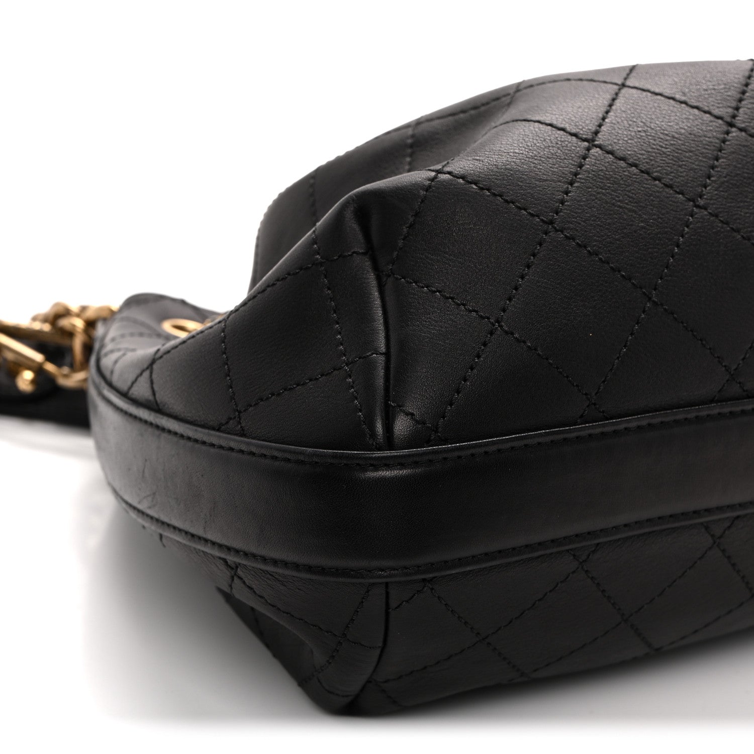Chanel Calfskin Stitched Small Paris Rome Drawstring CC Bag Black 9 of 10