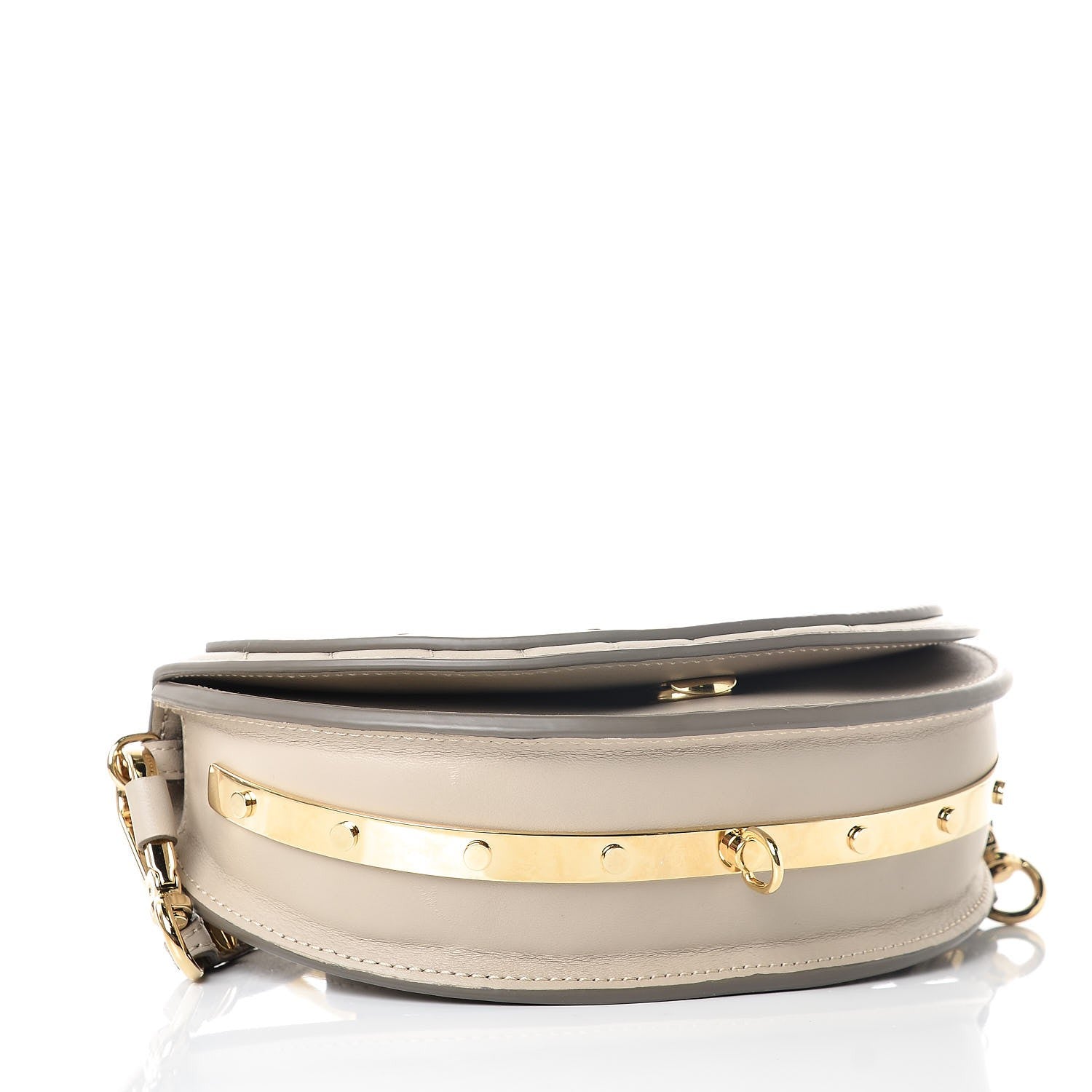 Chloe Calfskin Lambskin Quilted Studded Small Nile Bracelet Minaudiere Bag Pastel Grey 4 of 8
