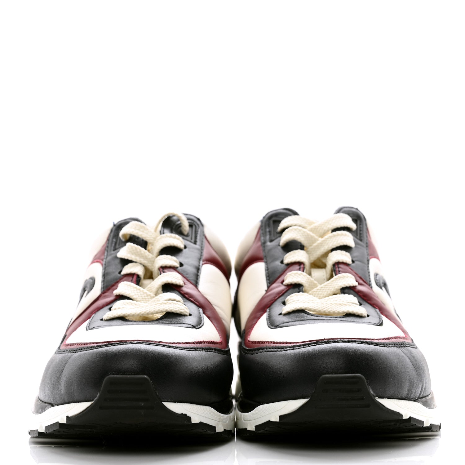 Chanel Calfskin CC Sneakers 40.5 Burgundy White 2 of 8